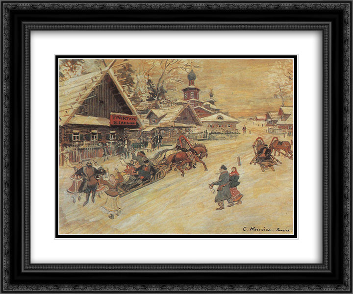 Russia. Festival 24x20 Black Ornate Wood Framed Art Print Poster with Double Matting by Korovin, Konstantin