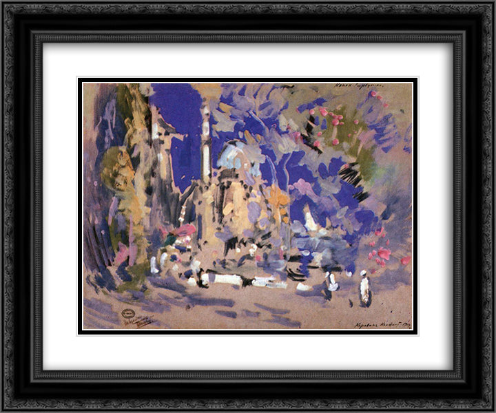 Set Design for the ballet Ts Puni Humpbacked Horse 24x20 Black Ornate Wood Framed Art Print Poster with Double Matting by Korovin, Konstantin