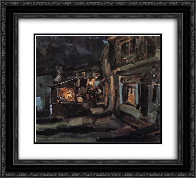 Tatar street in Yalta. Night. 22x20 Black Ornate Wood Framed Art Print Poster with Double Matting by Korovin, Konstantin