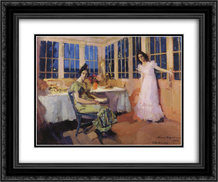 Terrace 24x20 Black Ornate Wood Framed Art Print Poster with Double Matting by Korovin, Konstantin