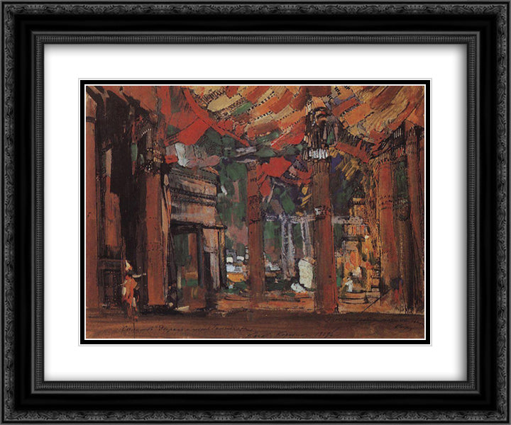 The palace and the harbor 24x20 Black Ornate Wood Framed Art Print Poster with Double Matting by Korovin, Konstantin