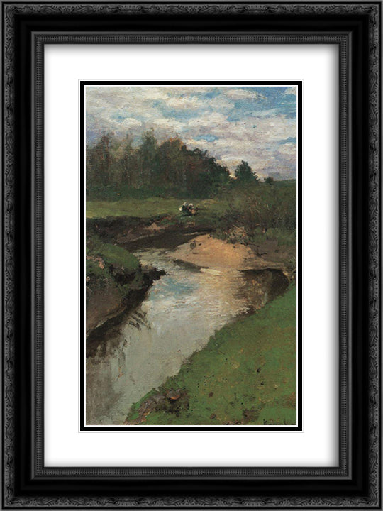 The River Vorya at Abramtsevo 18x24 Black Ornate Wood Framed Art Print Poster with Double Matting by Korovin, Konstantin