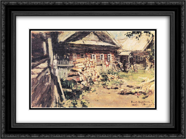 Village 24x18 Black Ornate Wood Framed Art Print Poster with Double Matting by Korovin, Konstantin