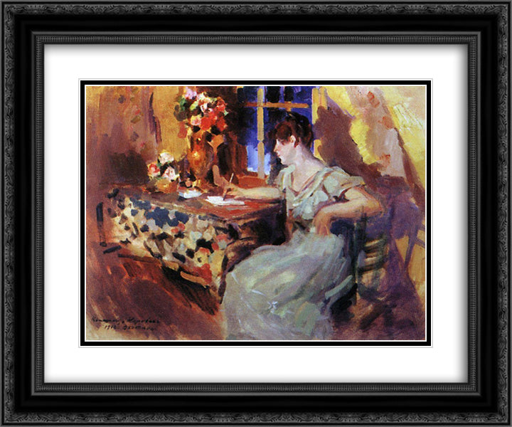 Winter twilight 24x20 Black Ornate Wood Framed Art Print Poster with Double Matting by Korovin, Konstantin