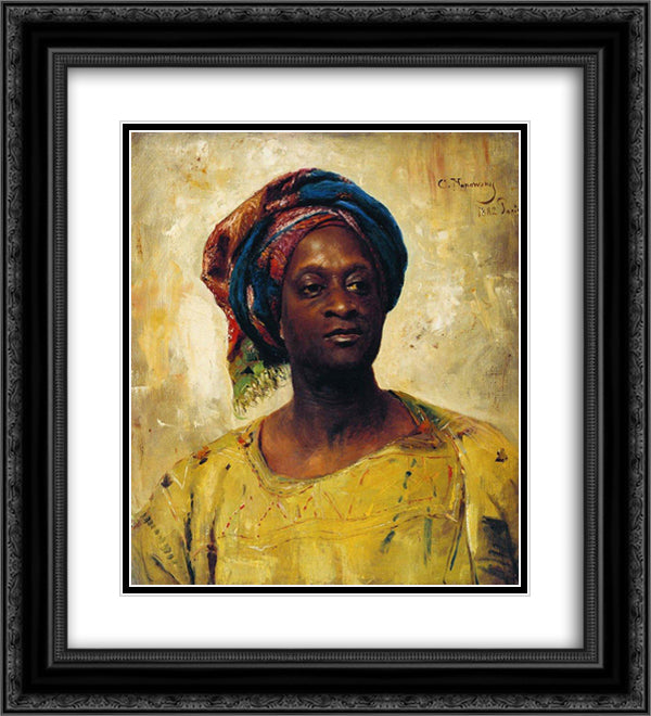 An Arab in a turban 20x22 Black Ornate Wood Framed Art Print Poster with Double Matting by Makovsky, Konstantin