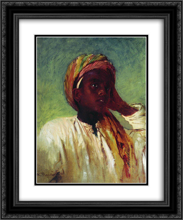 Arab Boy 20x24 Black Ornate Wood Framed Art Print Poster with Double Matting by Makovsky, Konstantin
