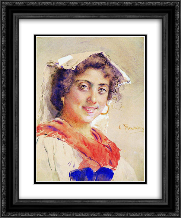 Italian 20x24 Black Ornate Wood Framed Art Print Poster with Double Matting by Makovsky, Konstantin