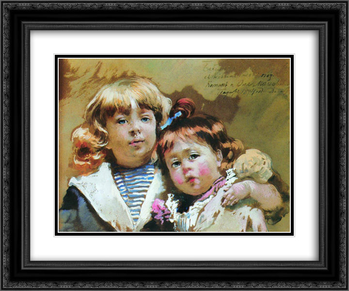 Konstantin and Olga Makovsky 24x20 Black Ornate Wood Framed Art Print Poster with Double Matting by Makovsky, Konstantin