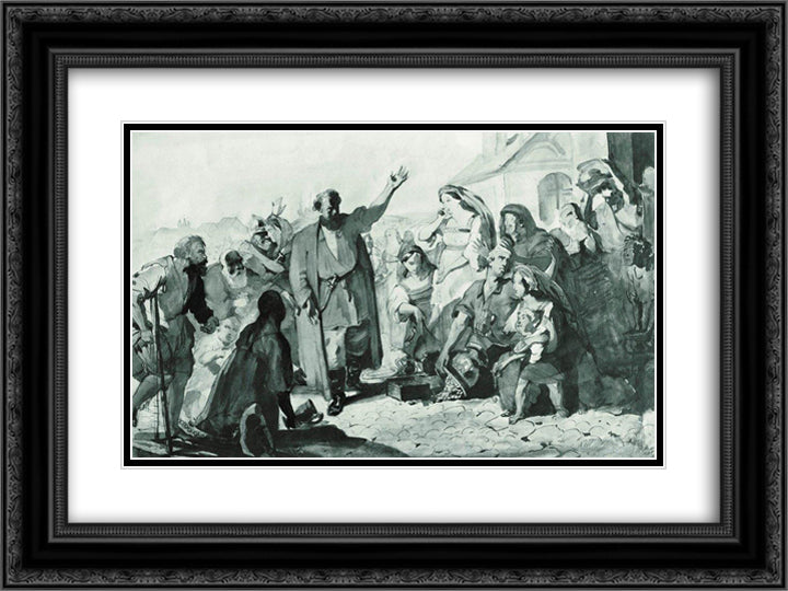Kuzma Minin 24x18 Black Ornate Wood Framed Art Print Poster with Double Matting by Makovsky, Konstantin