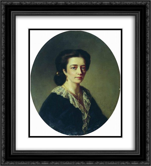 Lady in Black 20x22 Black Ornate Wood Framed Art Print Poster with Double Matting by Makovsky, Konstantin