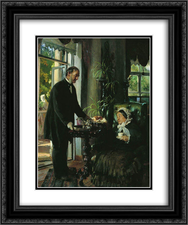 Landlady 20x24 Black Ornate Wood Framed Art Print Poster with Double Matting by Makovsky, Konstantin