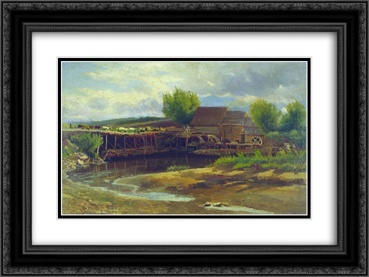 Landscape with Lake 24x18 Black Ornate Wood Framed Art Print Poster with Double Matting by Makovsky, Konstantin