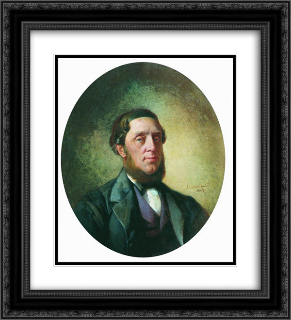 Male Portrait 20x22 Black Ornate Wood Framed Art Print Poster with Double Matting by Makovsky, Konstantin