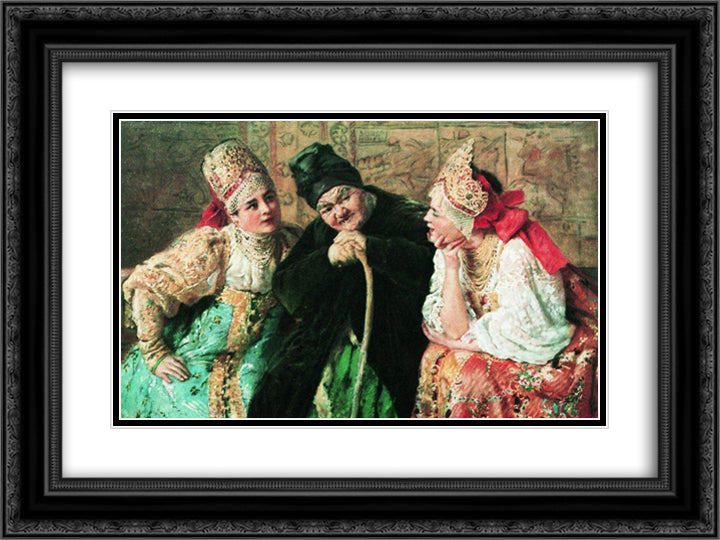 Matchmaker 24x18 Black Ornate Wood Framed Art Print Poster with Double Matting by Makovsky, Konstantin