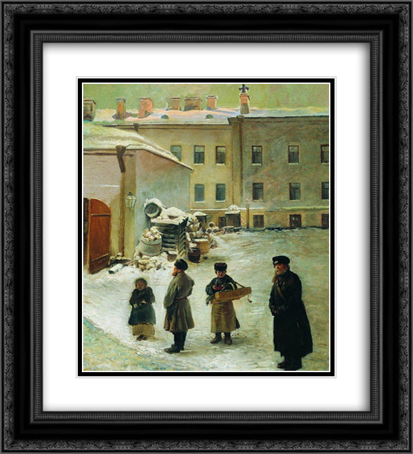 Petersburg Patio 20x22 Black Ornate Wood Framed Art Print Poster with Double Matting by Makovsky, Konstantin