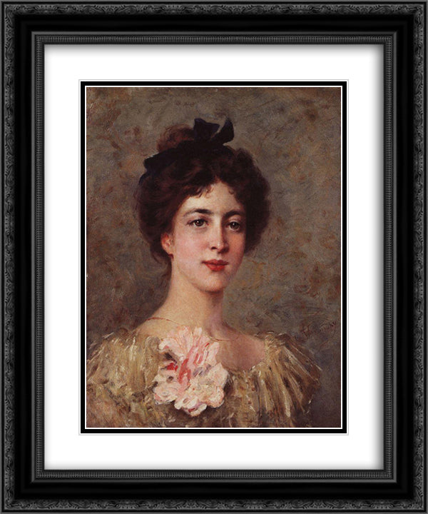 Portrait 20x24 Black Ornate Wood Framed Art Print Poster with Double Matting by Makovsky, Konstantin