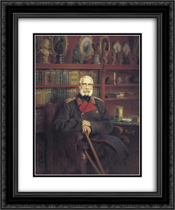 Portrait of Count Sergei Grigoriyevich Stroganov 20x24 Black Ornate Wood Framed Art Print Poster with Double Matting by Makovsky, Konstantin