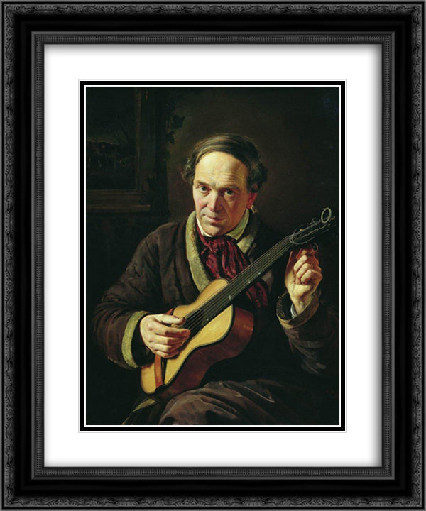 Portrait of E.Makovsky, Artist's Father 20x24 Black Ornate Wood Framed Art Print Poster with Double Matting by Makovsky, Konstantin