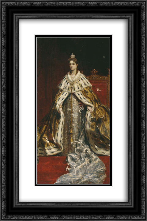 Portrait of Empress Alexandra Feodorovna (Alix of Hesse) 16x24 Black Ornate Wood Framed Art Print Poster with Double Matting by Makovsky, Konstantin