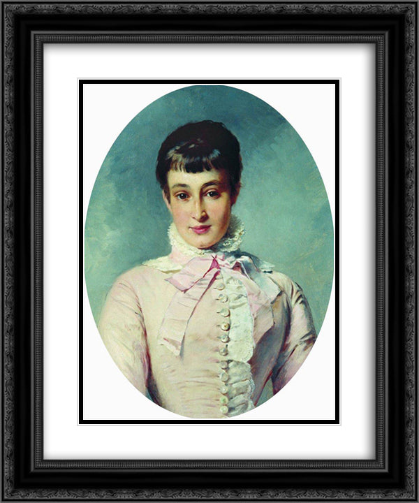 Portrait of M.Butina 20x24 Black Ornate Wood Framed Art Print Poster with Double Matting by Makovsky, Konstantin
