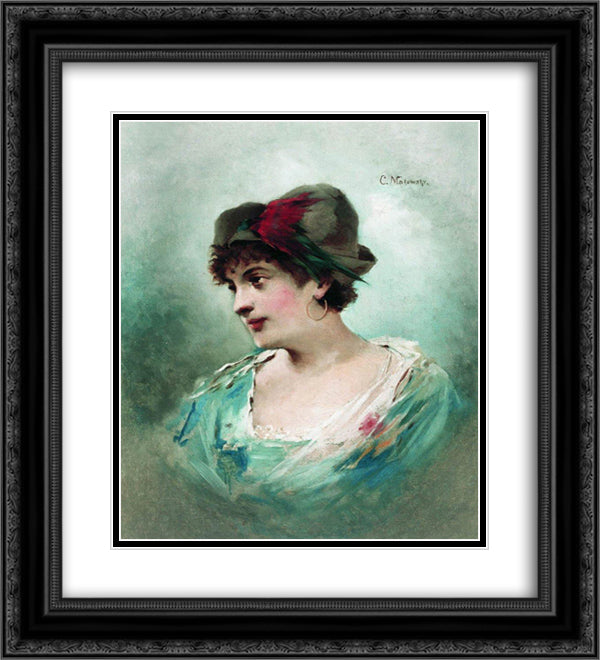 Portrait of Maria Petipa 20x22 Black Ornate Wood Framed Art Print Poster with Double Matting by Makovsky, Konstantin