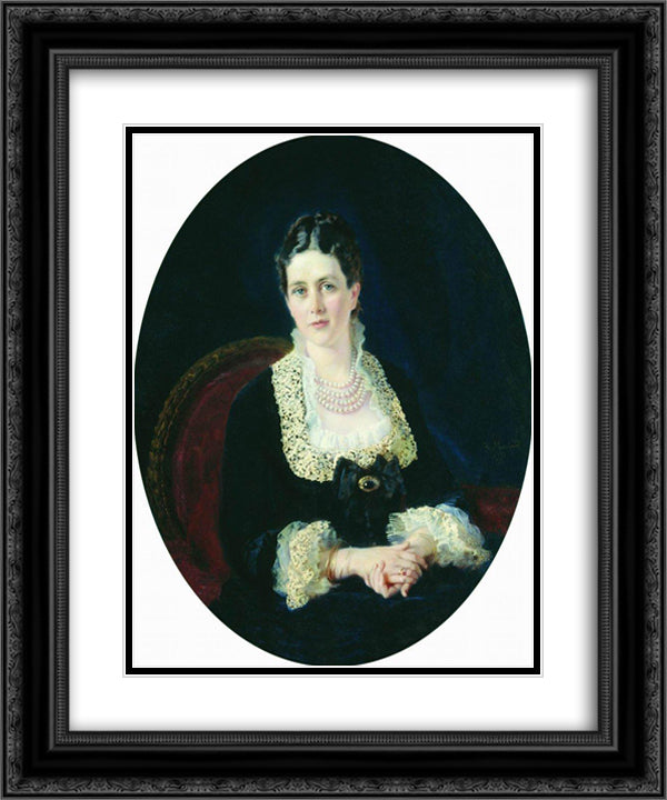 Portrait of Princess E.Sheremetiyeva 20x24 Black Ornate Wood Framed Art Print Poster with Double Matting by Makovsky, Konstantin