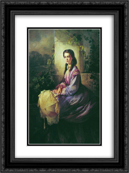 Portrait of Princess S.Stroganova 18x24 Black Ornate Wood Framed Art Print Poster with Double Matting by Makovsky, Konstantin