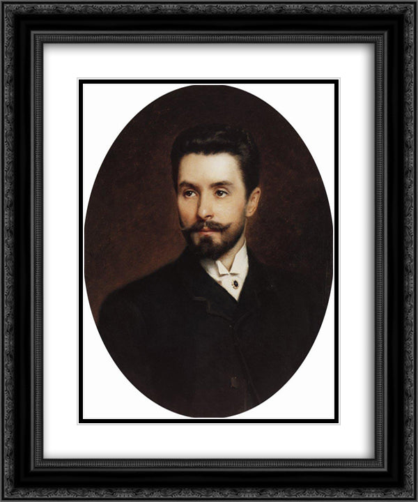 Portrait of Russian opera singer Nikolay Figner 20x24 Black Ornate Wood Framed Art Print Poster with Double Matting by Makovsky, Konstantin