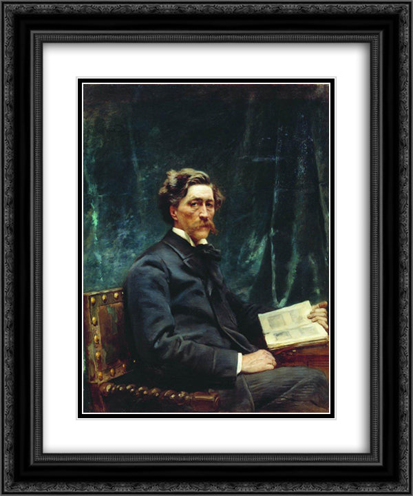 Portrait of S.Hudenkov 20x24 Black Ornate Wood Framed Art Print Poster with Double Matting by Makovsky, Konstantin