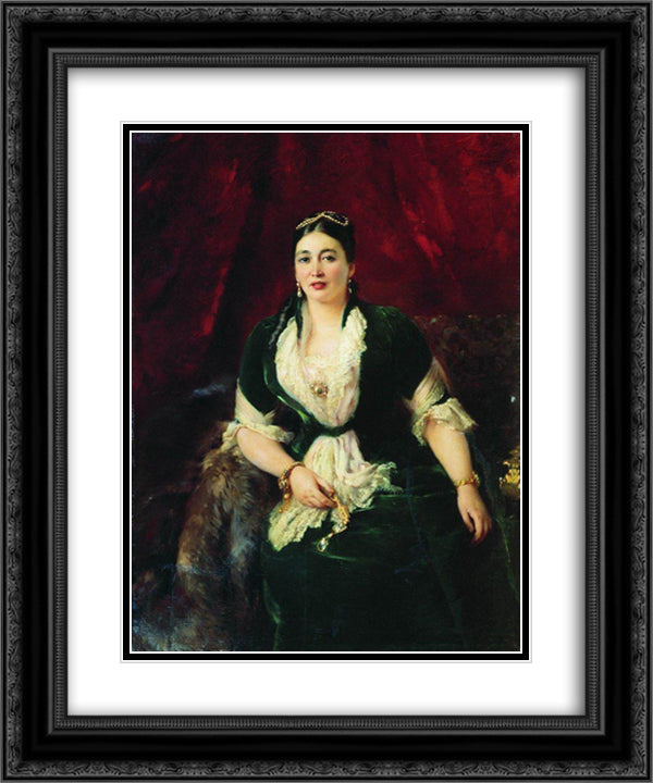 Portrait of Tradeswoman E.Rastorgueva 20x24 Black Ornate Wood Framed Art Print Poster with Double Matting by Makovsky, Konstantin