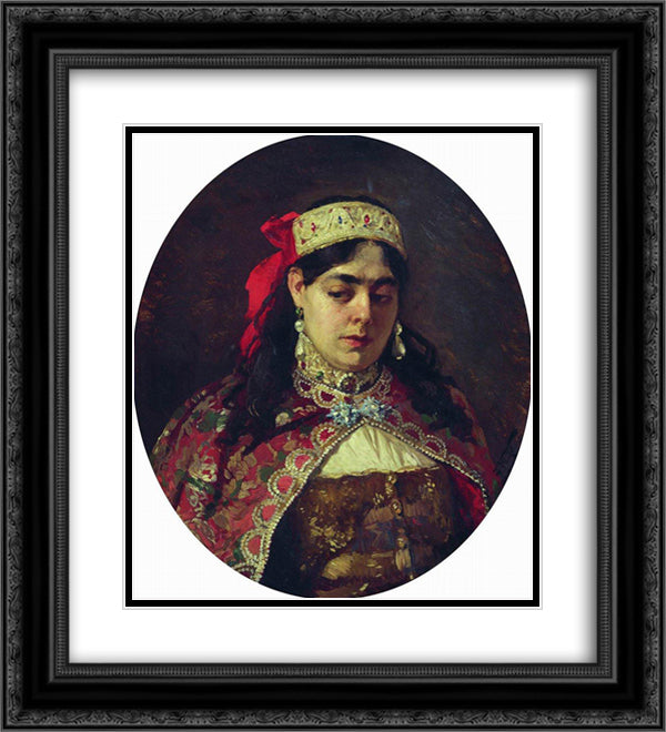 Portrait of Tsarevna Sofia 20x22 Black Ornate Wood Framed Art Print Poster with Double Matting by Makovsky, Konstantin
