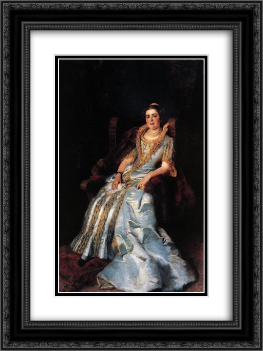 Portrait of V.Morozova 18x24 Black Ornate Wood Framed Art Print Poster with Double Matting by Makovsky, Konstantin