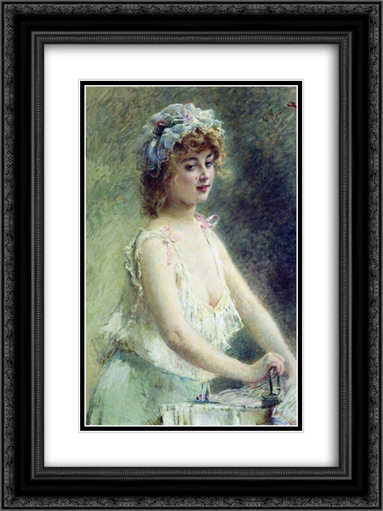 Presser 18x24 Black Ornate Wood Framed Art Print Poster with Double Matting by Makovsky, Konstantin