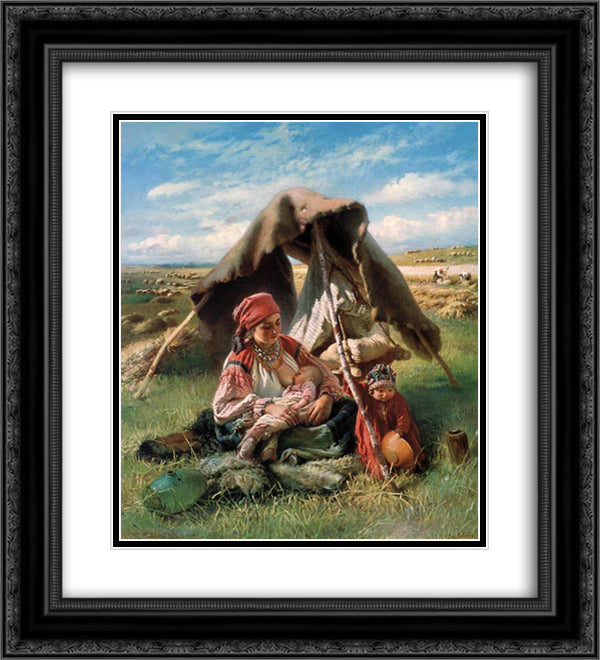 Reaper 20x22 Black Ornate Wood Framed Art Print Poster with Double Matting by Makovsky, Konstantin