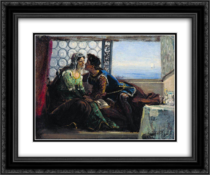 Romeo and Juliet 24x20 Black Ornate Wood Framed Art Print Poster with Double Matting by Makovsky, Konstantin