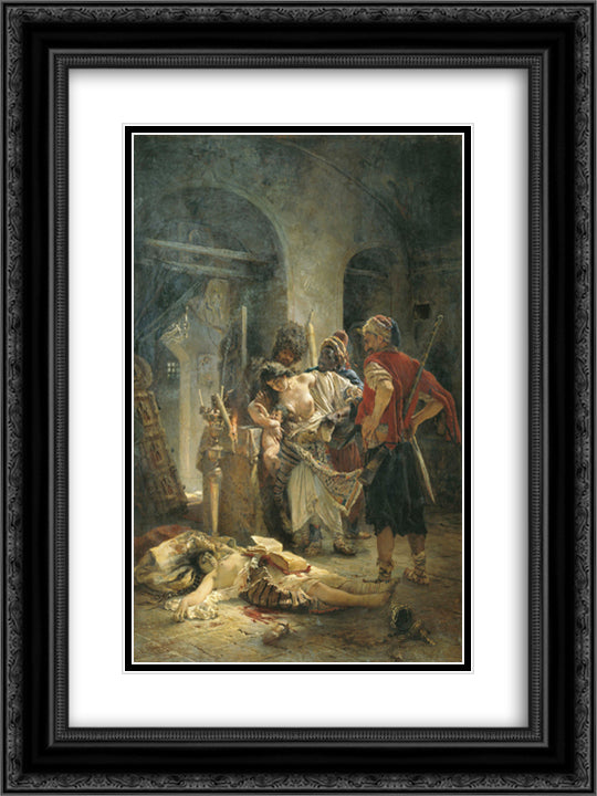 The Bulgarian Martyresses 18x24 Black Ornate Wood Framed Art Print Poster with Double Matting by Makovsky, Konstantin