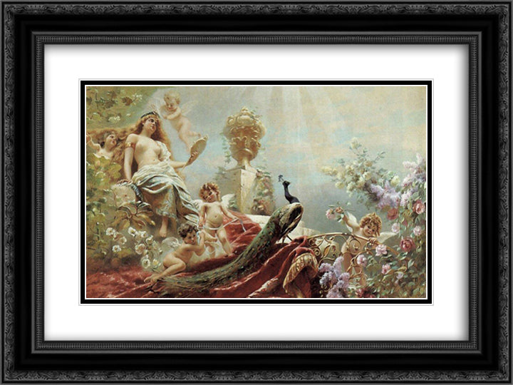 The Toilet of Venus 24x18 Black Ornate Wood Framed Art Print Poster with Double Matting by Makovsky, Konstantin