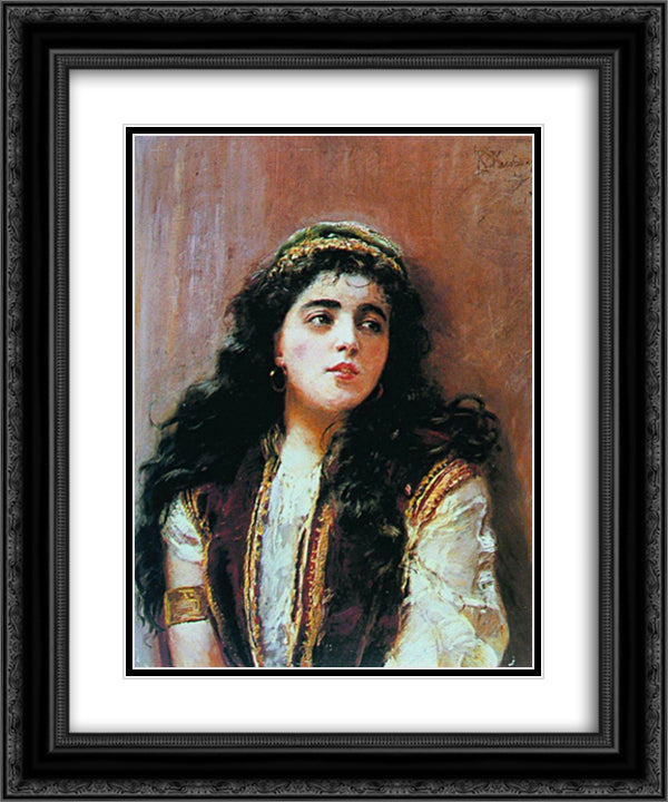 Turk 20x24 Black Ornate Wood Framed Art Print Poster with Double Matting by Makovsky, Konstantin