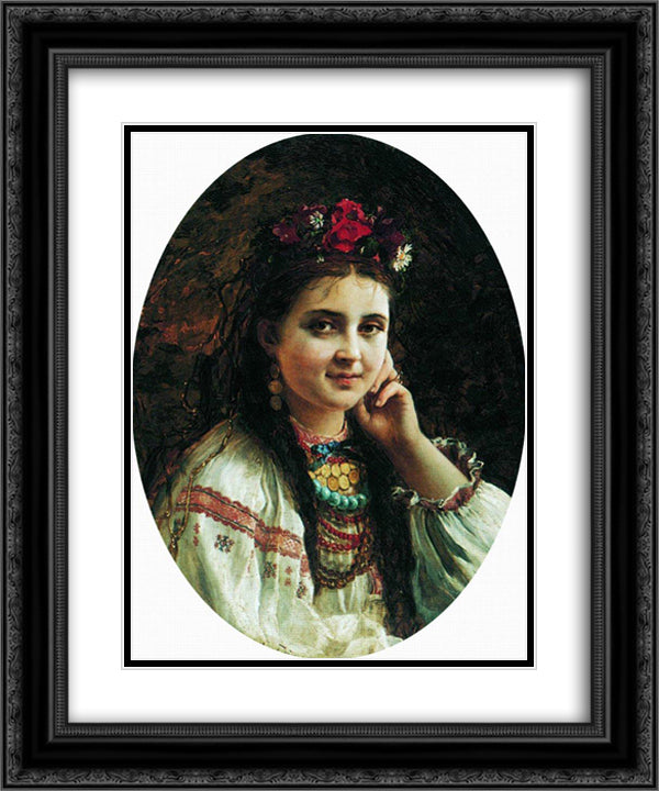 Ukrainian 20x24 Black Ornate Wood Framed Art Print Poster with Double Matting by Makovsky, Konstantin