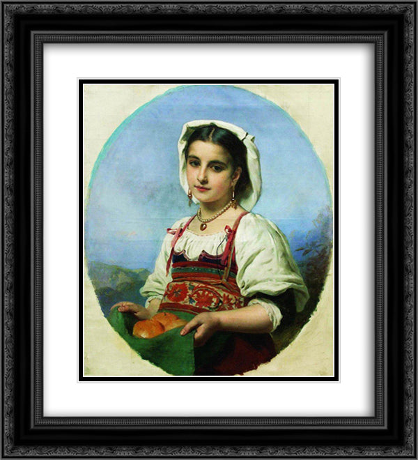 Young Italian with Sour Oranges 20x22 Black Ornate Wood Framed Art Print Poster with Double Matting by Makovsky, Konstantin