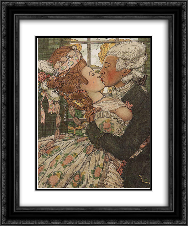 Book of the Marquise. Illustration 9 20x24 Black Ornate Wood Framed Art Print Poster with Double Matting by Somov, Konstantin