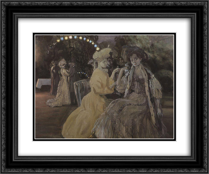 Courtesans 24x20 Black Ornate Wood Framed Art Print Poster with Double Matting by Somov, Konstantin