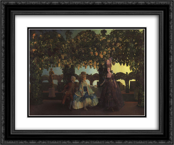 Evening 24x20 Black Ornate Wood Framed Art Print Poster with Double Matting by Somov, Konstantin