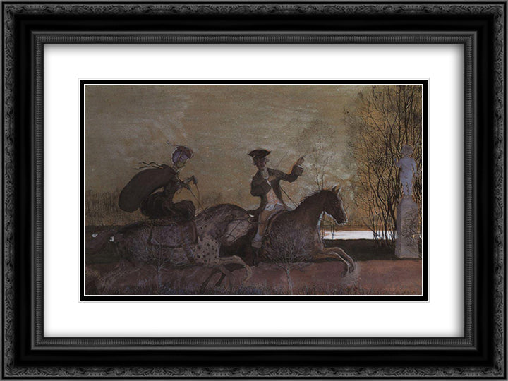 Evening Rides 24x18 Black Ornate Wood Framed Art Print Poster with Double Matting by Somov, Konstantin