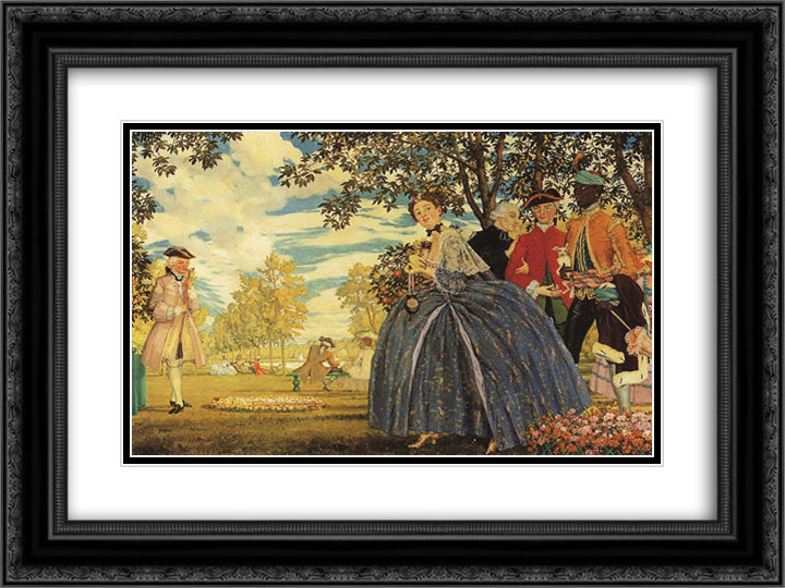 Figures in the Park 24x18 Black Ornate Wood Framed Art Print Poster with Double Matting by Somov, Konstantin