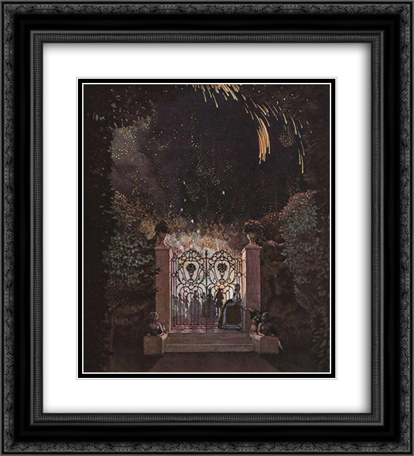 Fireworks in the Park 20x22 Black Ornate Wood Framed Art Print Poster with Double Matting by Somov, Konstantin