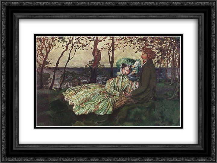 Idyll 24x18 Black Ornate Wood Framed Art Print Poster with Double Matting by Somov, Konstantin