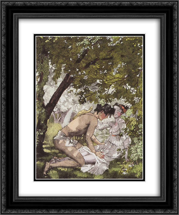 Illustration to the novel Daphnis and Chloe 2 20x24 Black Ornate Wood Framed Art Print Poster with Double Matting by Somov, Konstantin