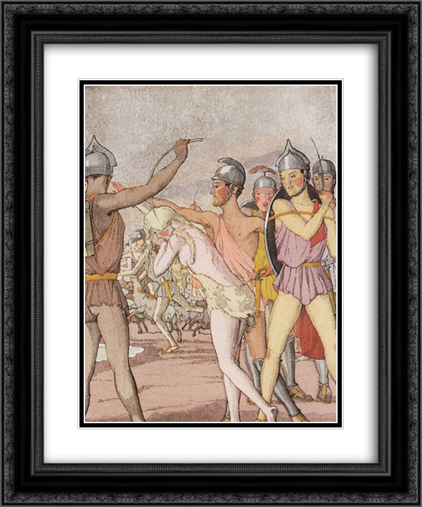 Illustration to the novel Daphnis and Chloe 3 20x24 Black Ornate Wood Framed Art Print Poster with Double Matting by Somov, Konstantin