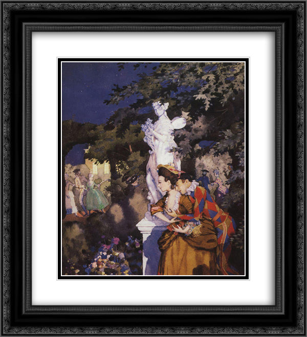 In Love with Harlequin 20x22 Black Ornate Wood Framed Art Print Poster with Double Matting by Somov, Konstantin